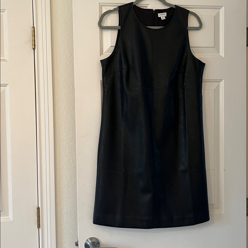 J Crew NEW NWOT Black Faux Leather sleeveless Dress
